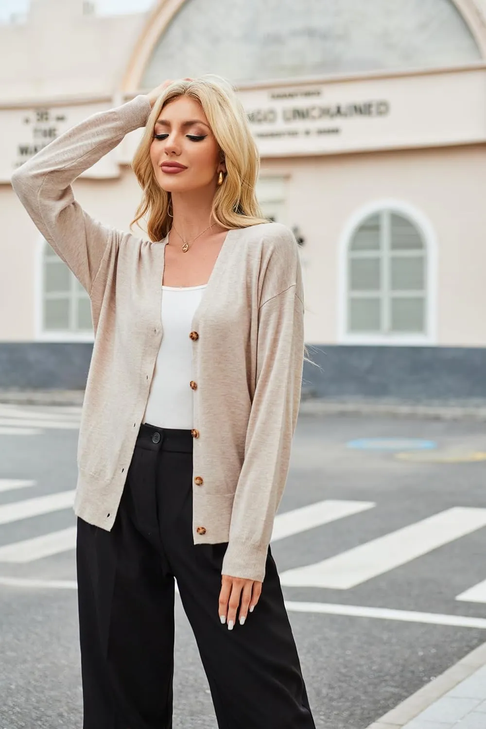 Arach&Cloz 2025 Wool Blended Cardigan Sweaters for Women Spring Fashion Lightweight Button Clothes Business Casual Outfits