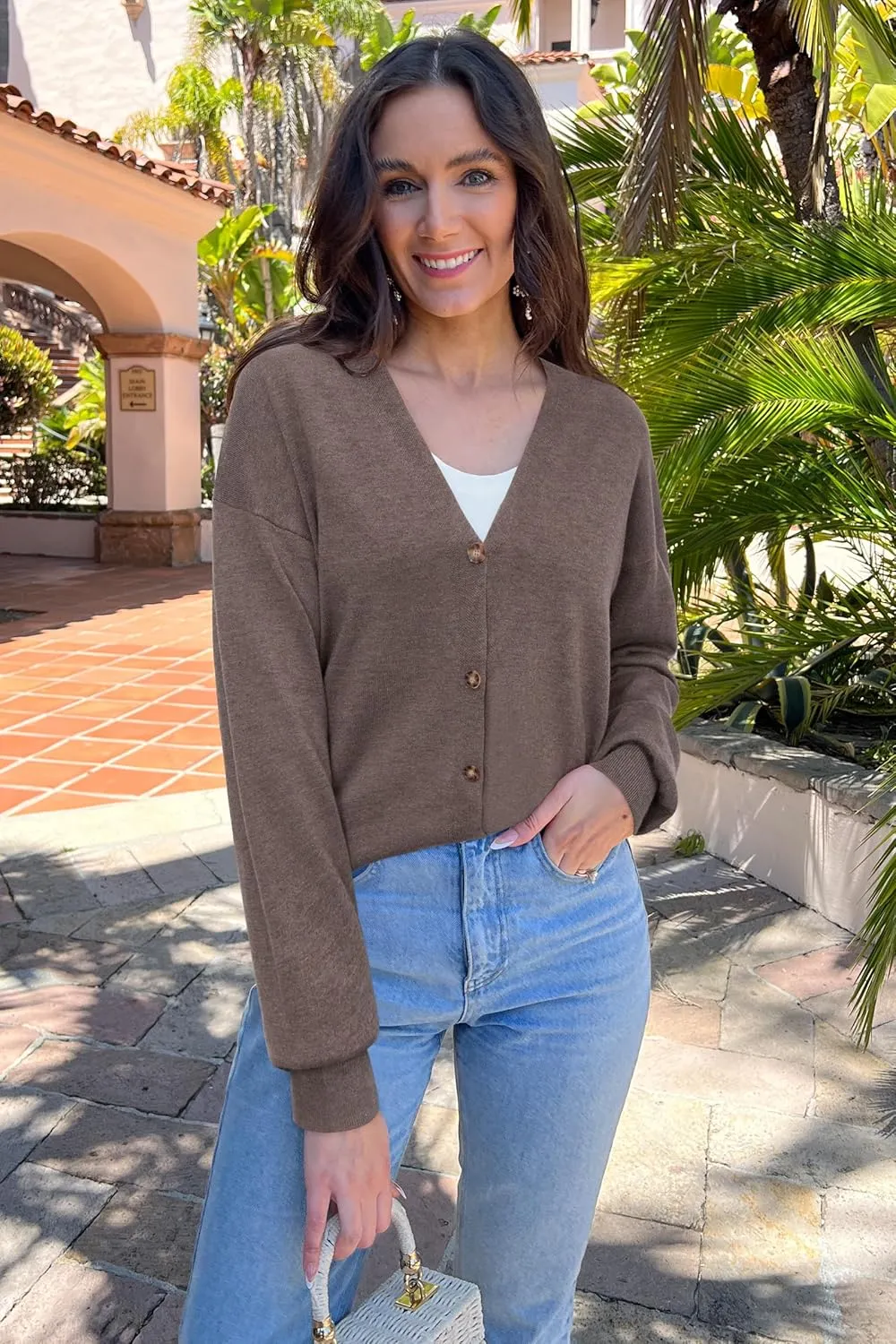 Arach&Cloz 2025 Wool Blended Cardigan Sweaters for Women Spring Fashion Lightweight Button Clothes Business Casual Outfits