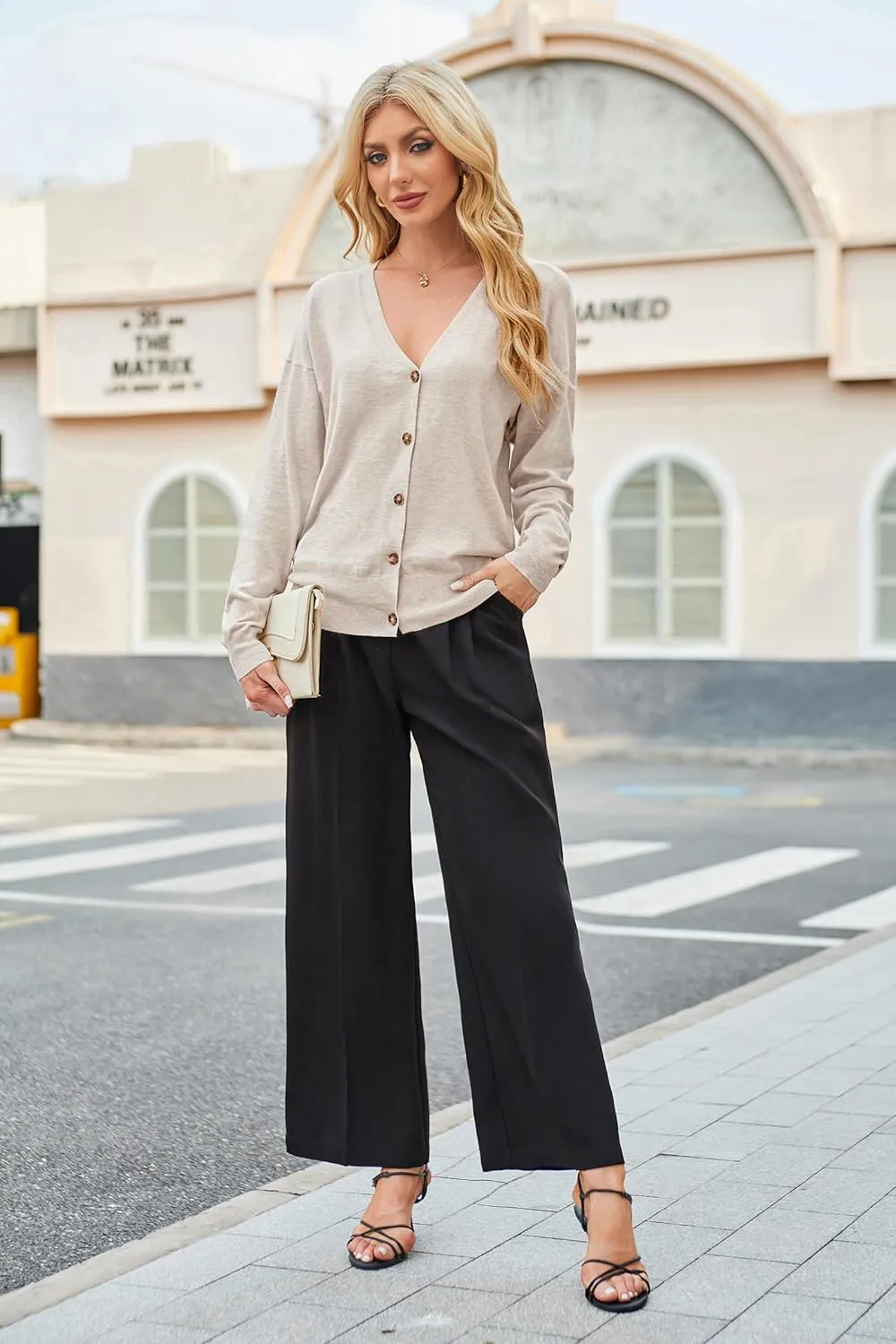 Arach&Cloz 2025 Wool Blended Cardigan Sweaters for Women Spring Fashion Lightweight Button Clothes Business Casual Outfits