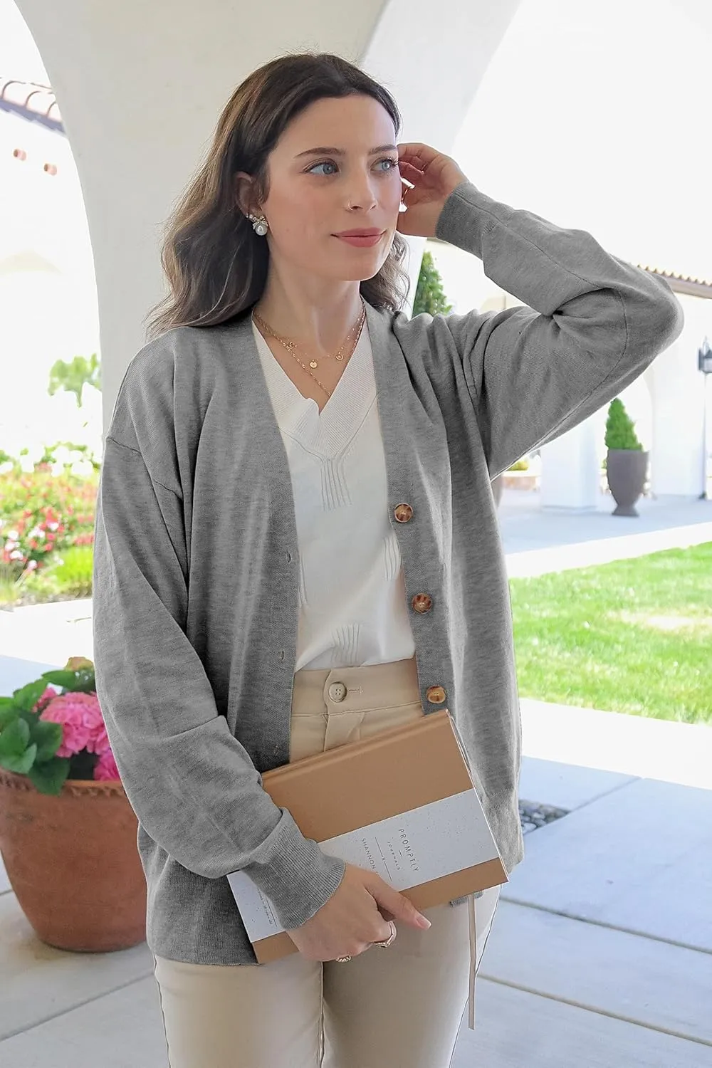 Arach&Cloz 2025 Wool Blended Cardigan Sweaters for Women Spring Fashion Lightweight Button Clothes Business Casual Outfits