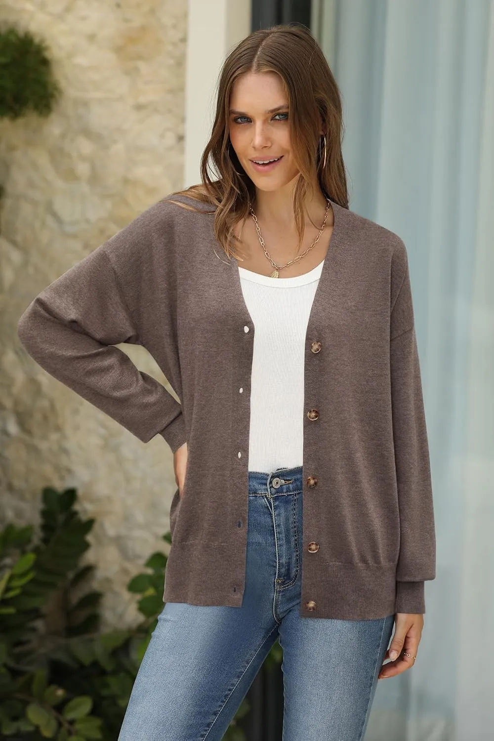 Arach&Cloz 2025 Wool Blended Cardigan Sweaters for Women Spring Fashion Lightweight Button Clothes Business Casual Outfits