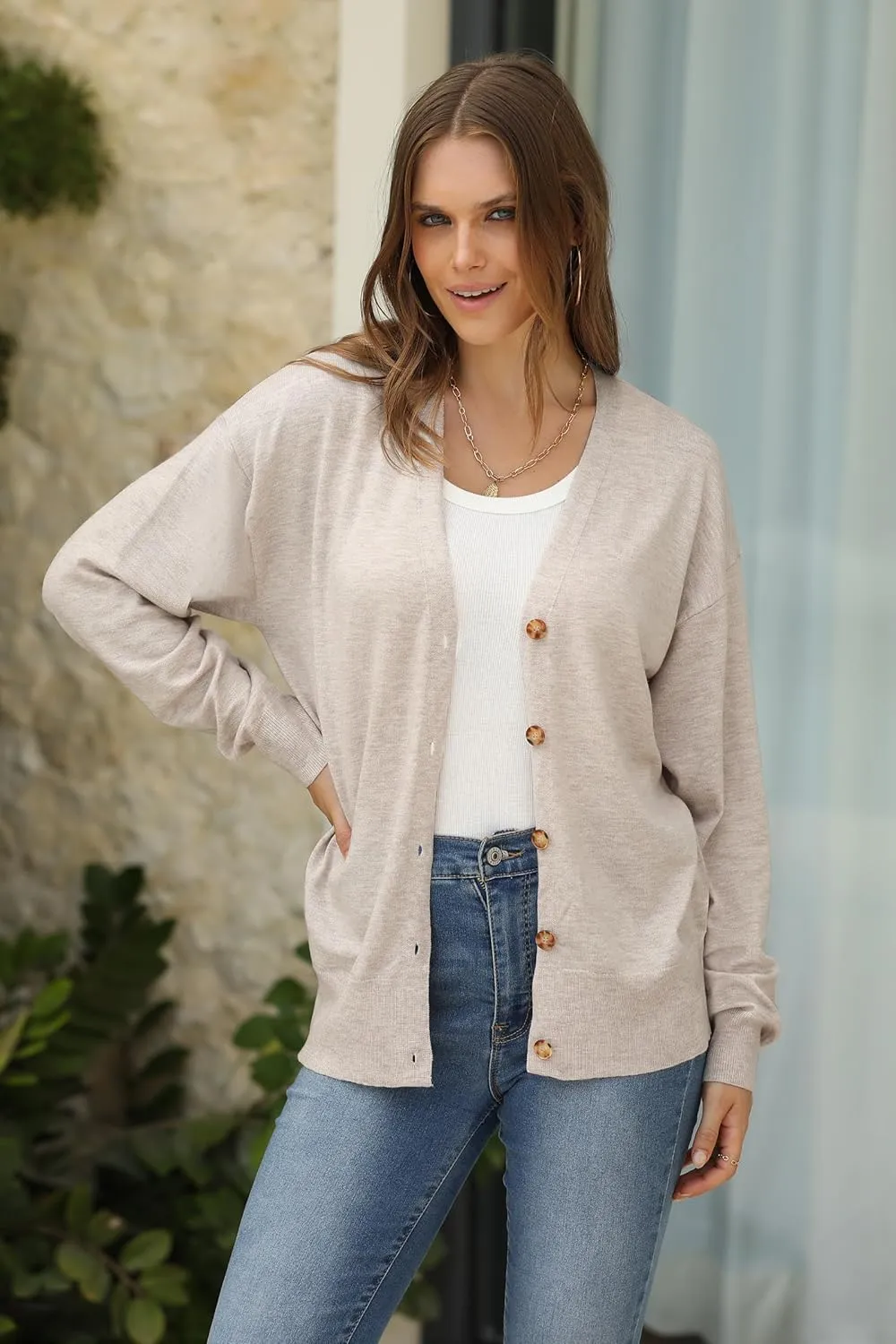 Arach&Cloz 2025 Wool Blended Cardigan Sweaters for Women Spring Fashion Lightweight Button Clothes Business Casual Outfits
