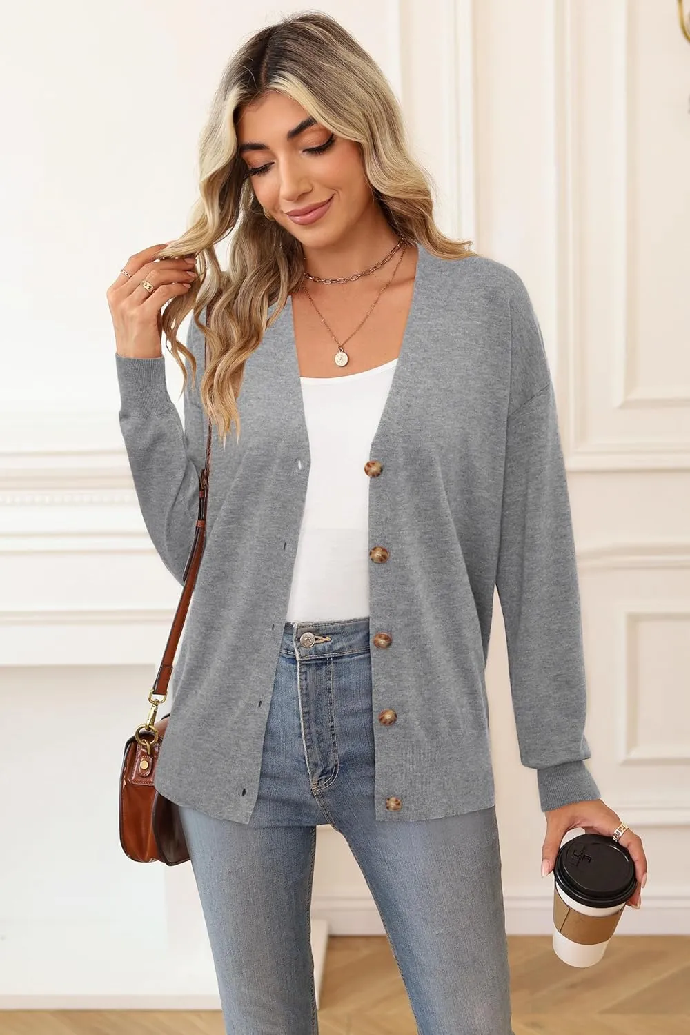 Arach&Cloz 2025 Wool Blended Cardigan Sweaters for Women Spring Fashion Lightweight Button Clothes Business Casual Outfits