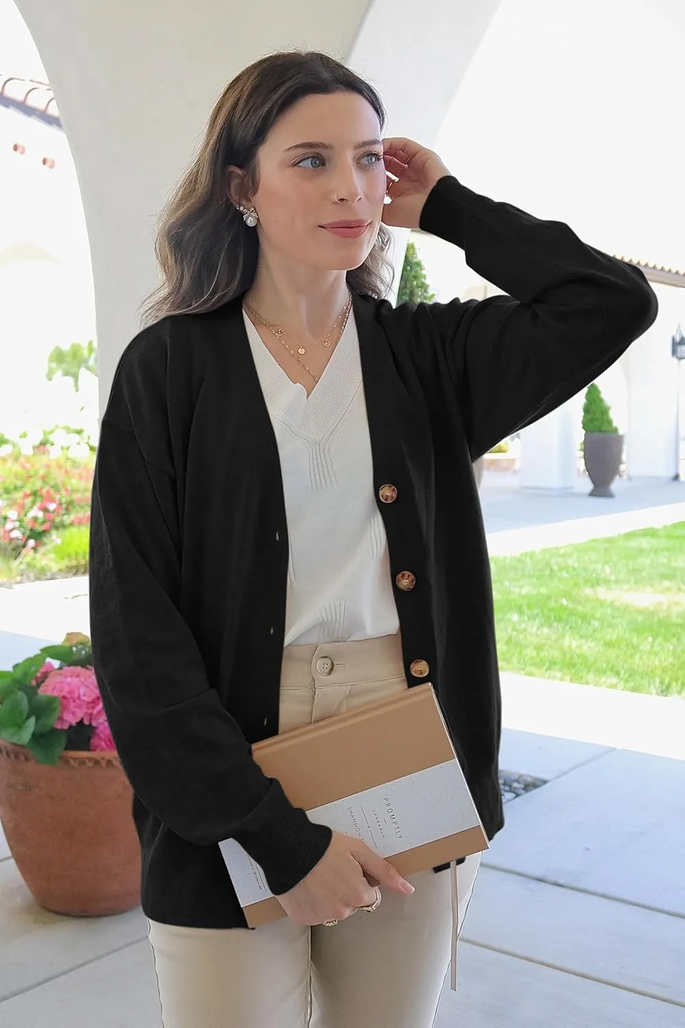 Arach&Cloz 2025 Wool Blended Cardigan Sweaters for Women Spring Fashion Lightweight Button Clothes Business Casual Outfits