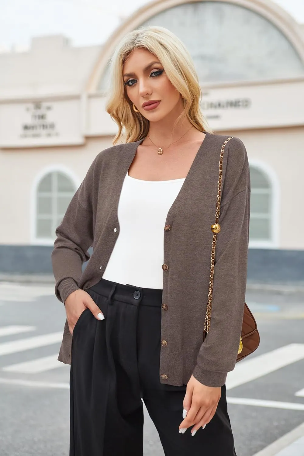 Arach&Cloz 2025 Wool Blended Cardigan Sweaters for Women Spring Fashion Lightweight Button Clothes Business Casual Outfits