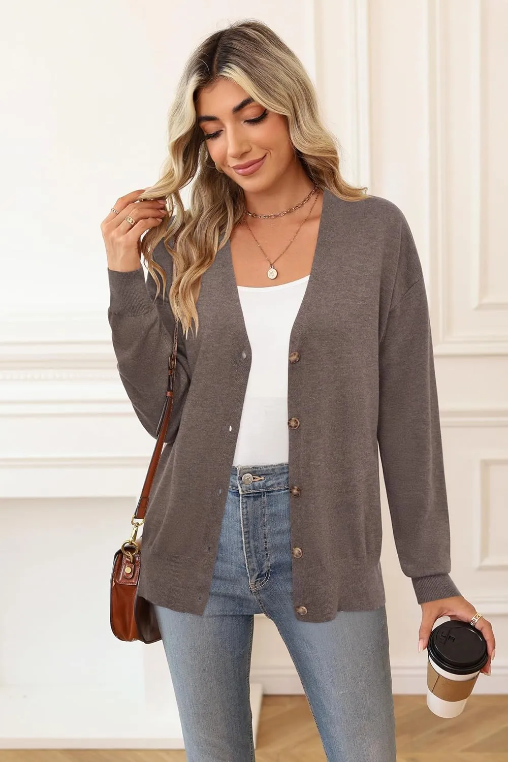 Arach&Cloz 2025 Wool Blended Cardigan Sweaters for Women Spring Fashion Lightweight Button Clothes Business Casual Outfits