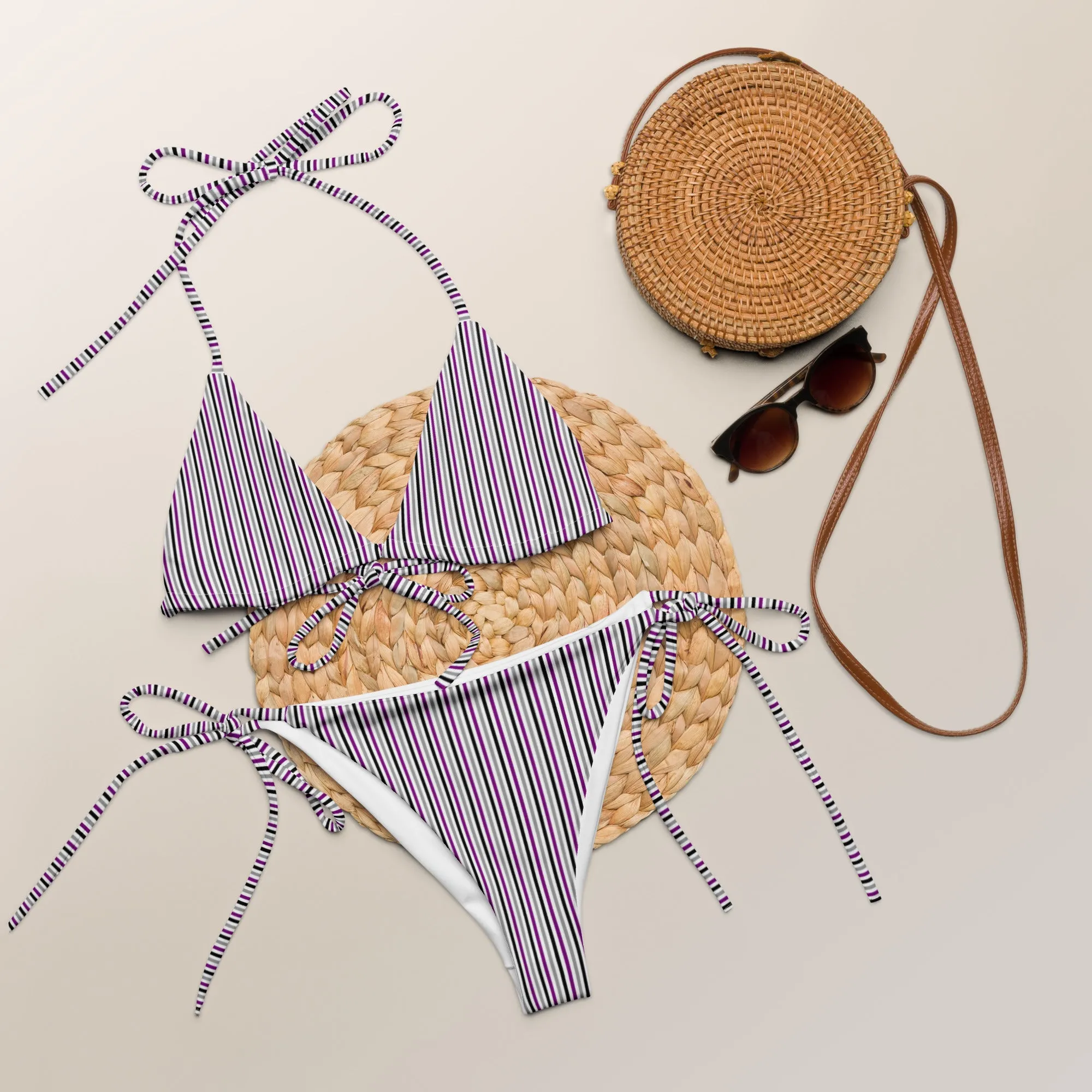 Asexual Striped String Bikini Bottom