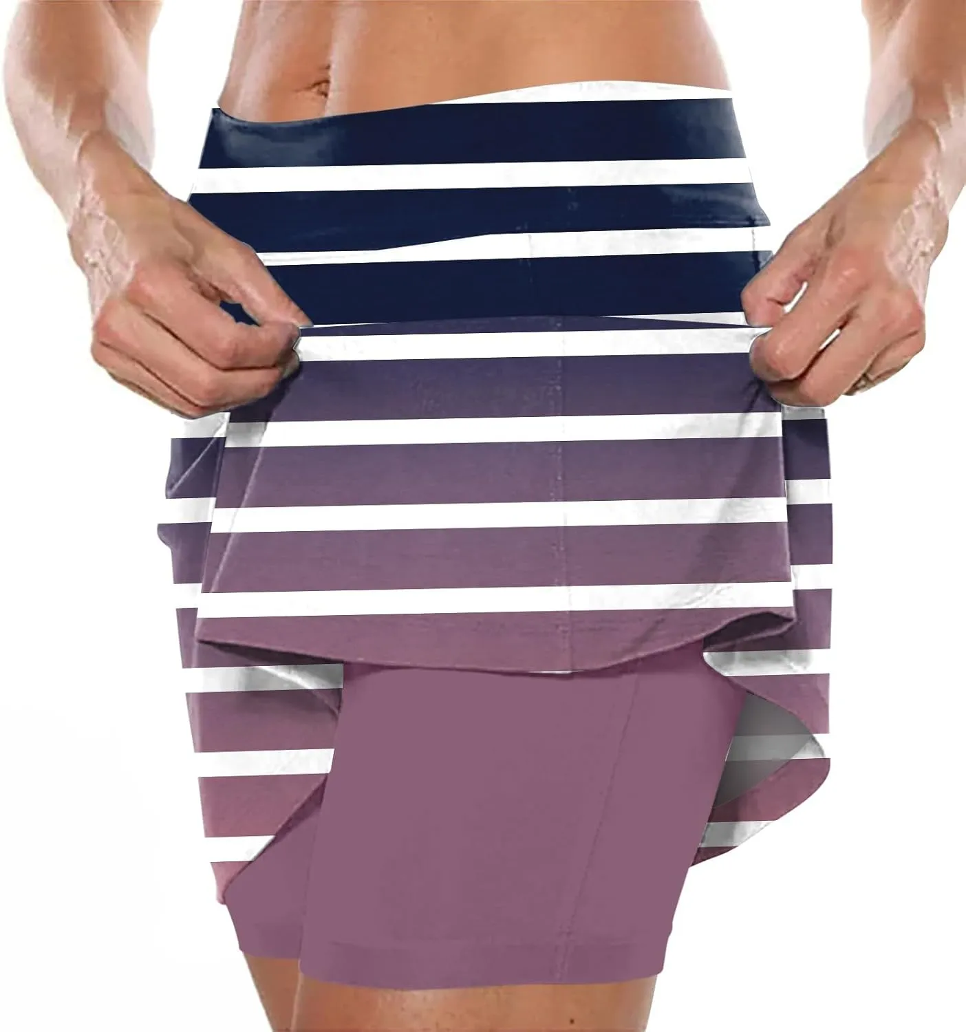 Athletic Skirt with Shorts Mid Waist Culottes Short Skirts Skinny Pants Elastic Yoga Skirt Women Athletic Skirt with