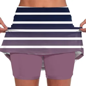 Athletic Skirt with Shorts Mid Waist Culottes Short Skirts Skinny Pants Elastic Yoga Skirt Women Athletic Skirt with