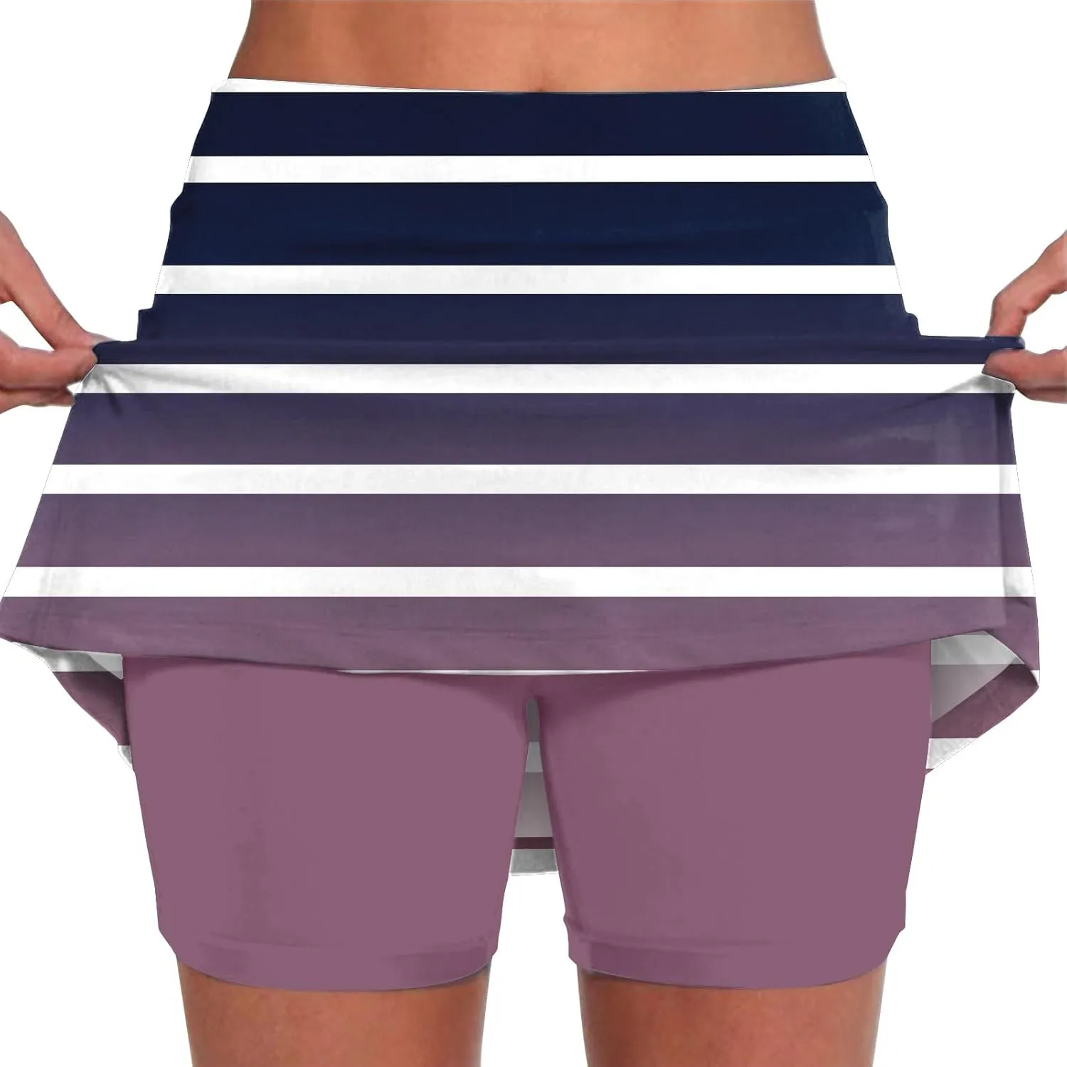 Athletic Skirt with Shorts Mid Waist Culottes Short Skirts Skinny Pants Elastic Yoga Skirt Women Athletic Skirt with