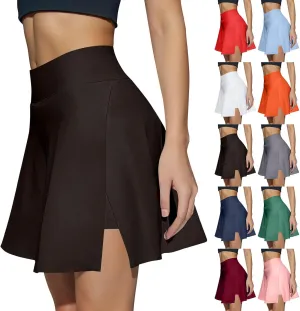 Athletic Skirts for Women with Shorts Underneath High Waisted Side Slit Tennis Skirt Sport Golf Skorts with Pockets