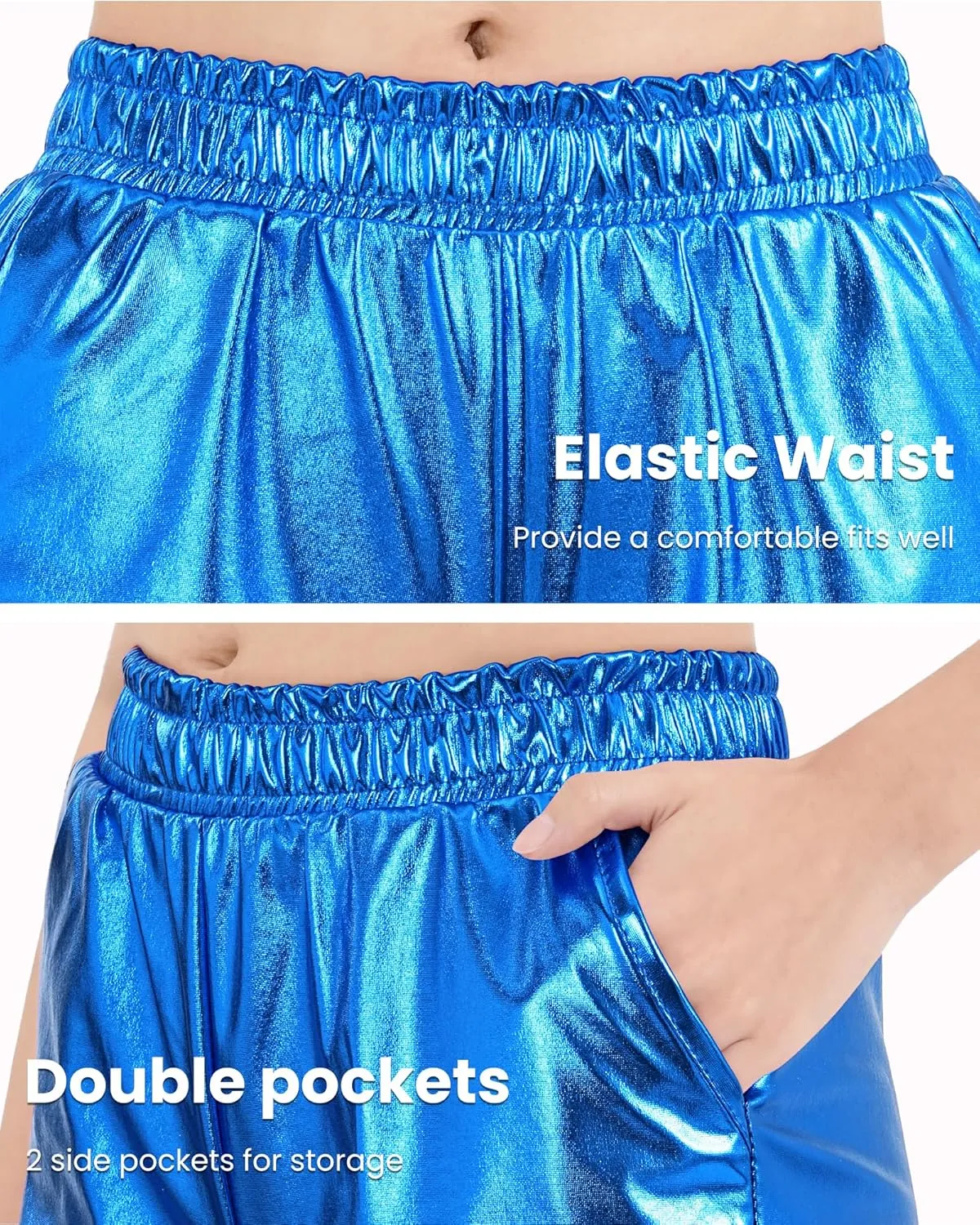 Auranso Girls Metallic Shorts Sparkly Hot Pants Shiny Dance Outfits Short Pants