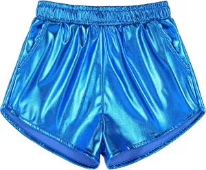 Auranso Girls Metallic Shorts Sparkly Hot Pants Shiny Dance Outfits Short Pants