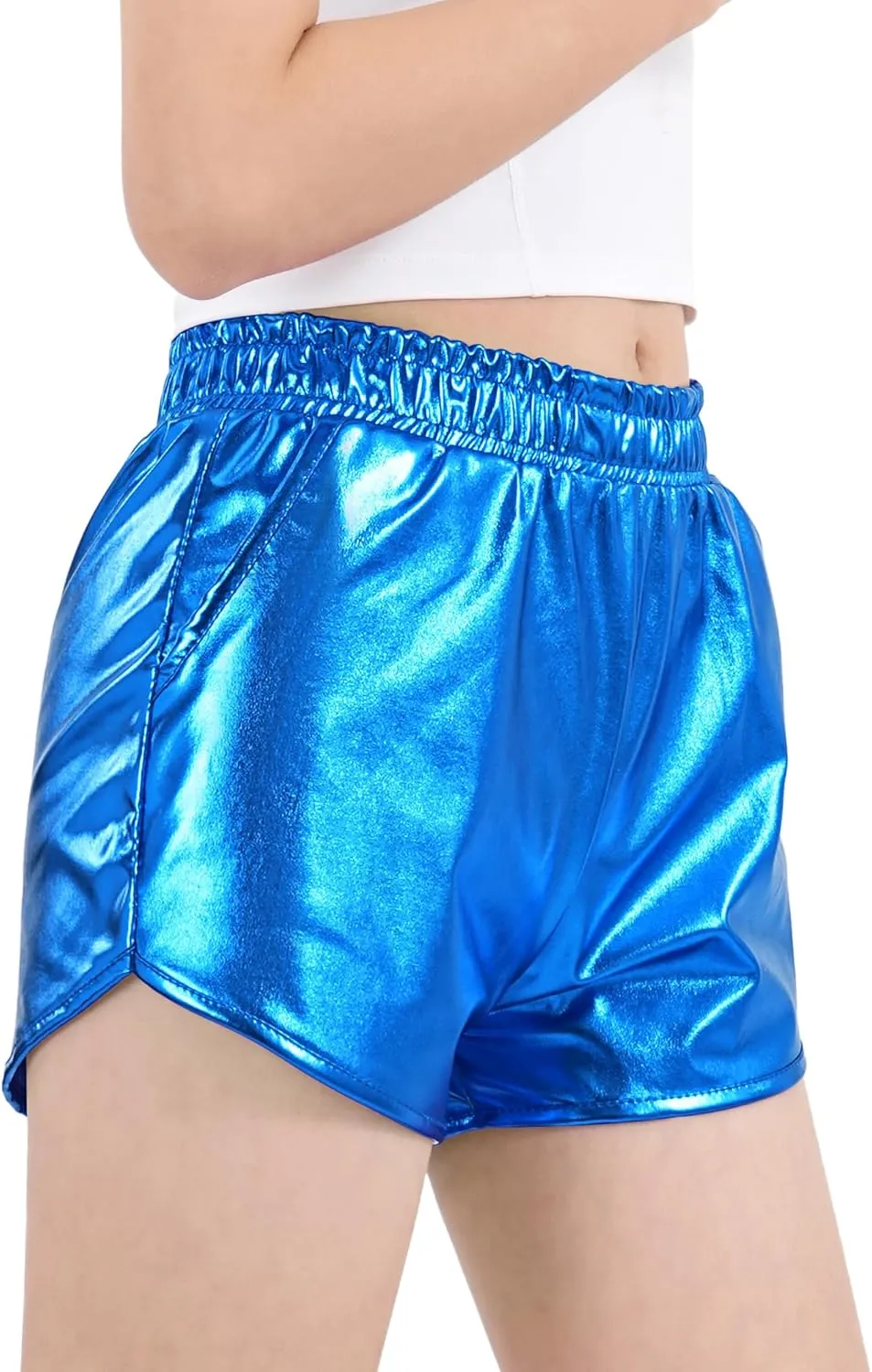 Auranso Girls Metallic Shorts Sparkly Hot Pants Shiny Dance Outfits Short Pants