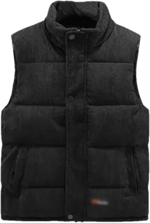 Autumn Winter Men Vest Fashion Warm Cotton Padded Sleeveless Jacket Casual Stand Collar Waistcoat