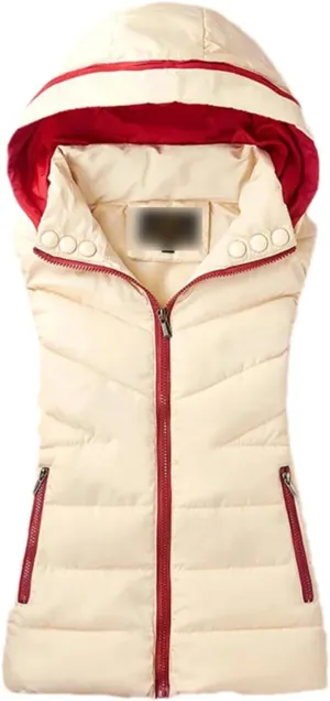 Autumn Winter Women Casual Hooded Warm Sleeveless Waistcoat Jacket Cotton Padded Vest Parkas