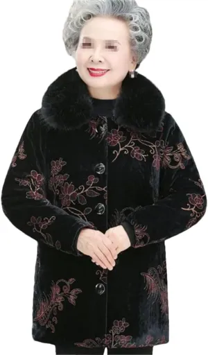 Azedssw Grandma Cotton-Padded Coat Mother Winter Coat Clothes Womens Parkas Thick Warm Quilted Jacket Outwear