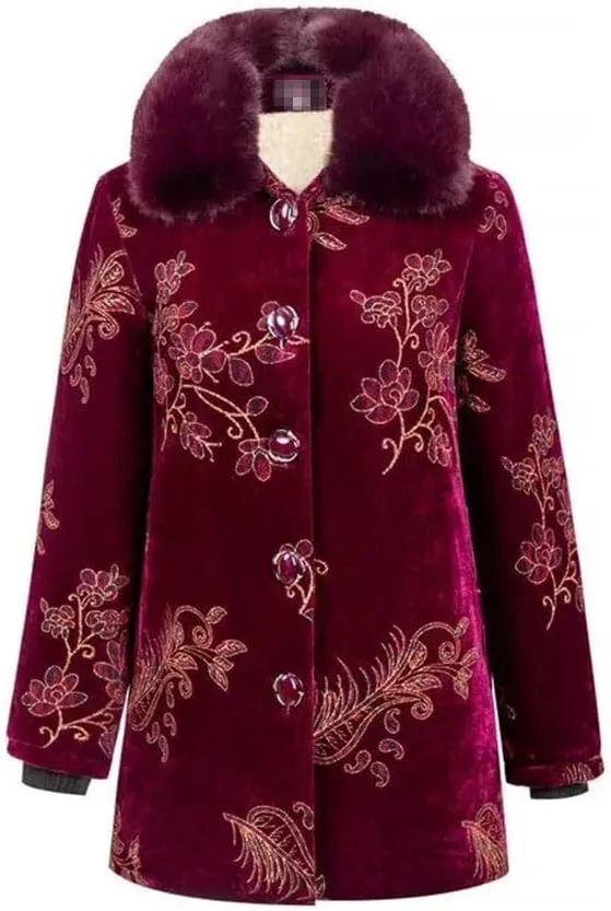 Azedssw Grandma Cotton-Padded Coat Mother Winter Coat Clothes Womens Parkas Thick Warm Quilted Jacket Outwear