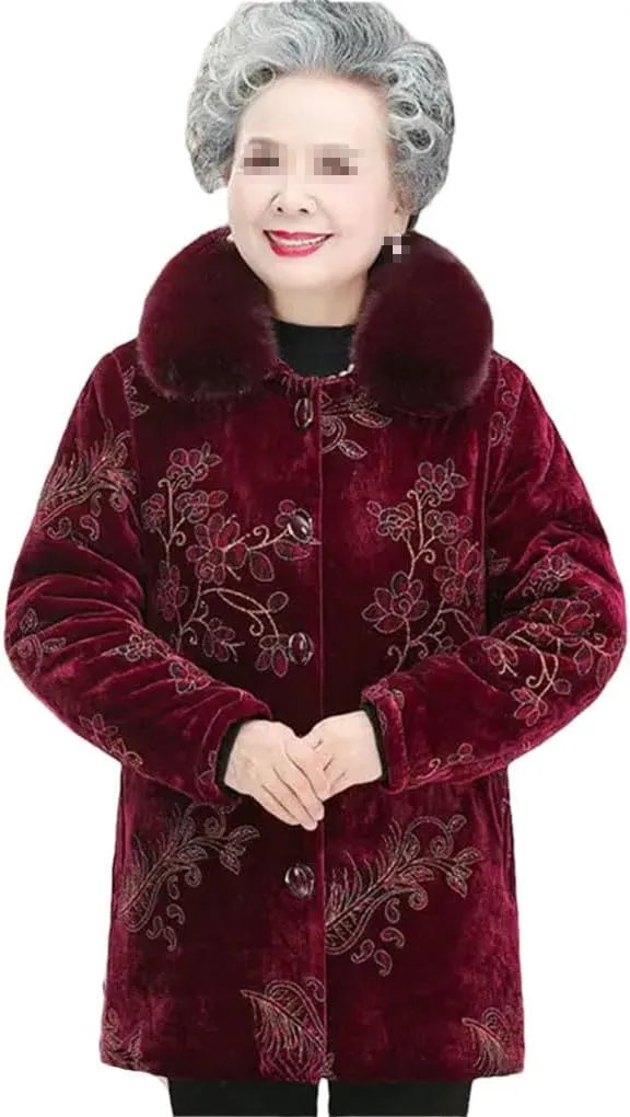 Azedssw Grandma Cotton-Padded Coat Mother Winter Coat Clothes Womens Parkas Thick Warm Quilted Jacket Outwear