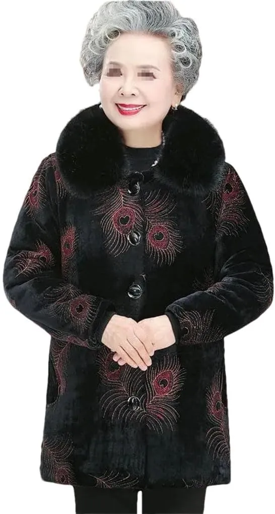 Azedssw Grandma Cotton-Padded Coat Mother Winter Coat Clothes Womens Parkas Thick Warm Quilted Jacket Outwear