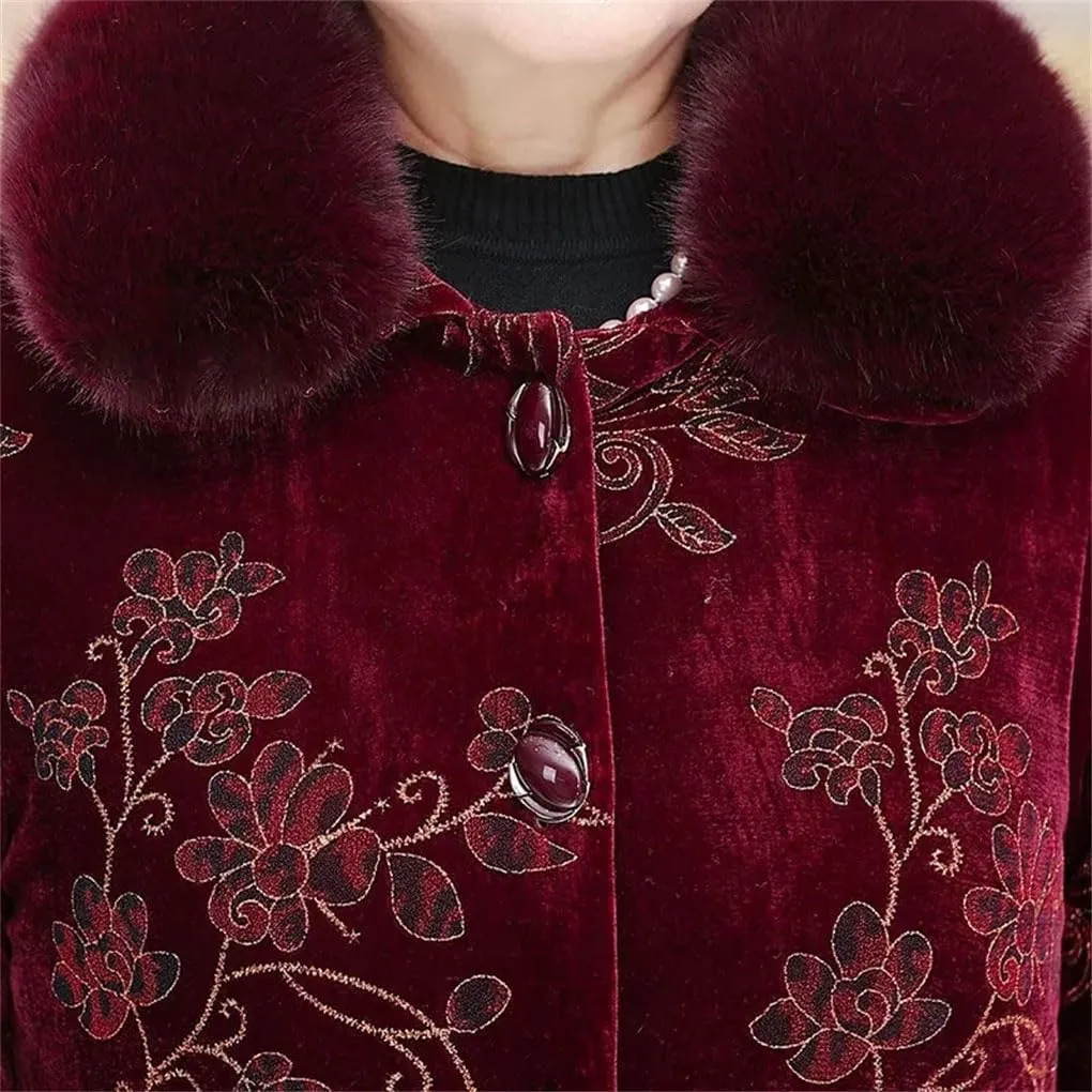 Azedssw Grandma Cotton-Padded Coat Mother Winter Coat Clothes Womens Parkas Thick Warm Quilted Jacket Outwear
