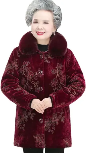 Azedssw Grandma Cotton-Padded Coat Mother Winter Coat Clothes Womens Parkas Thick Warm Quilted Jacket Outwear