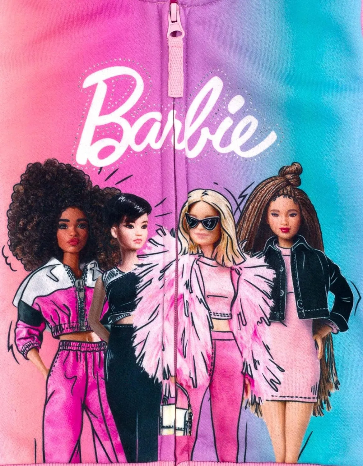 Barbie Girls Fleece Zip Up Hoodie Toddler to Big Kid