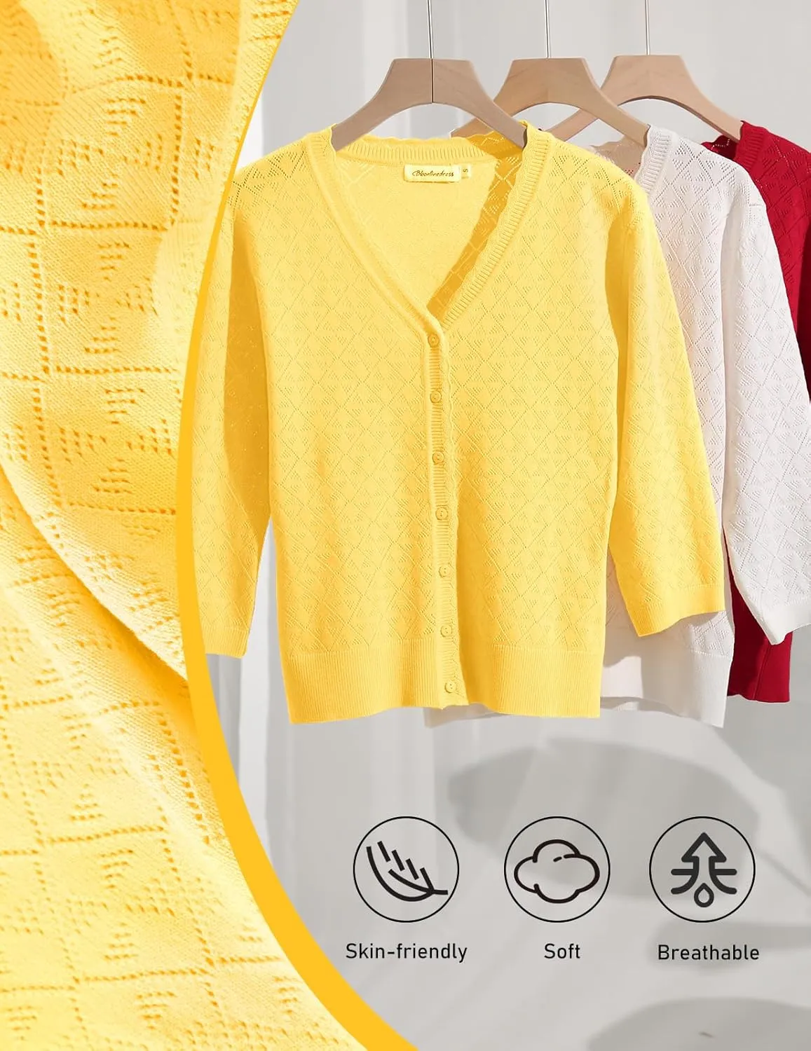Bbonlinedress Women's Summer Cropped Cardigan Sweaters Long Sleeves Knit Lightweight Button Down Shrugs Tops 2025