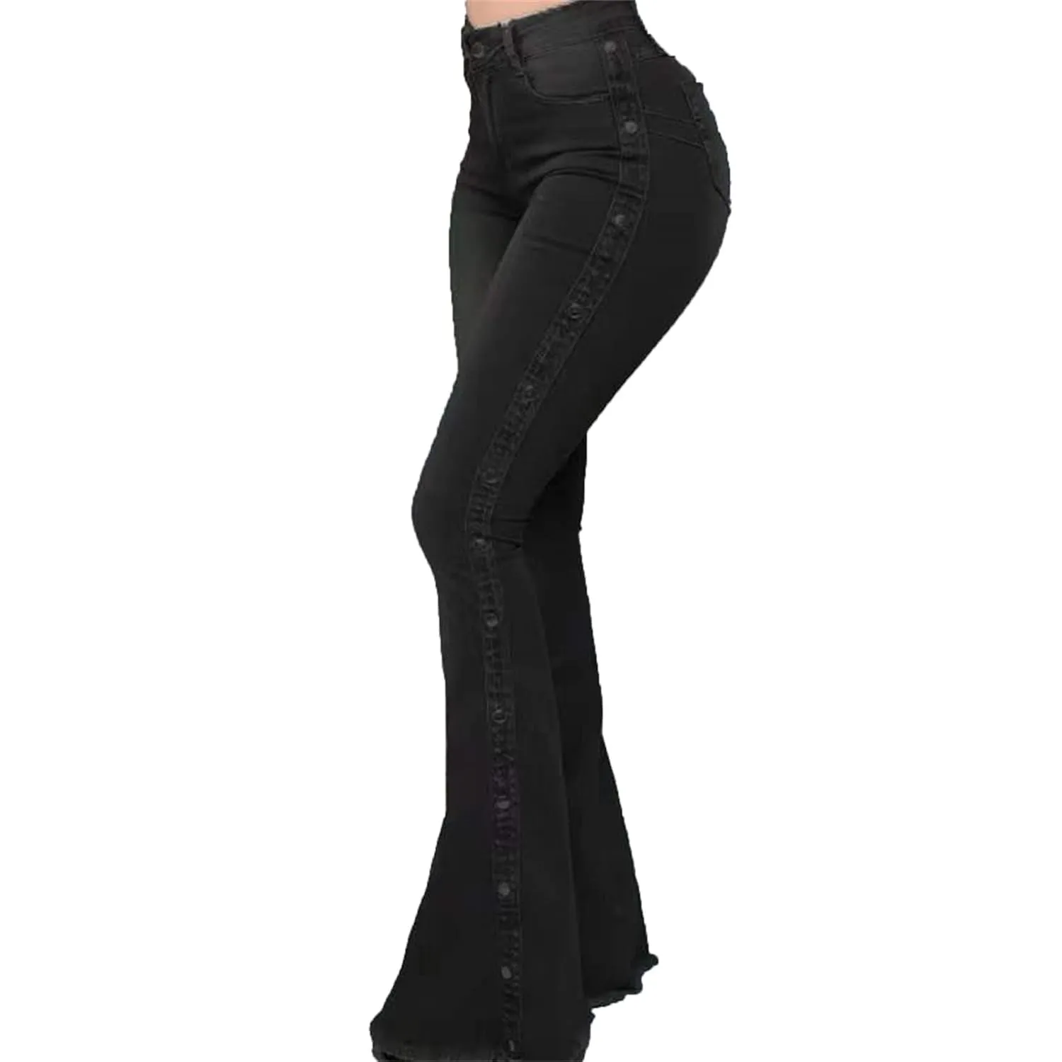Bell Bottom Jeans for Women High Waisted Classic Flared Denim Pants Wide Leg Flared Jeans Trousers (Medium,Black)