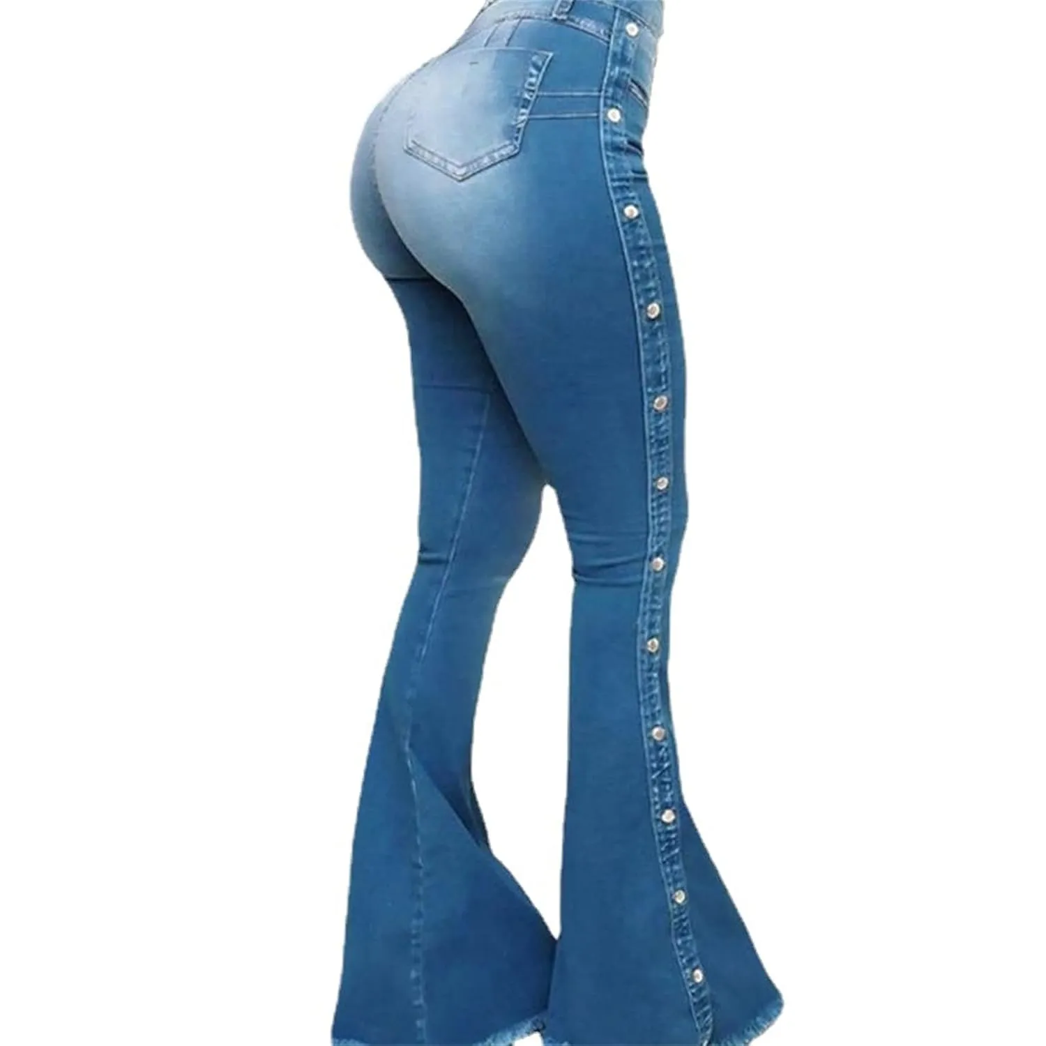 Bell Bottom Jeans for Women High Waisted Classic Flared Denim Pants Wide Leg Flared Jeans Trousers (Medium,Blue)