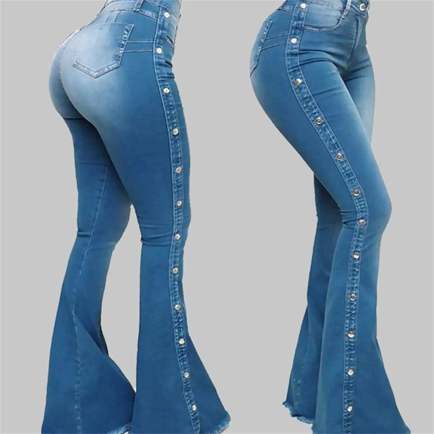 Bell Bottom Jeans for Women High Waisted Classic Flared Denim Pants Wide Leg Flared Jeans Trousers (Medium,Blue)