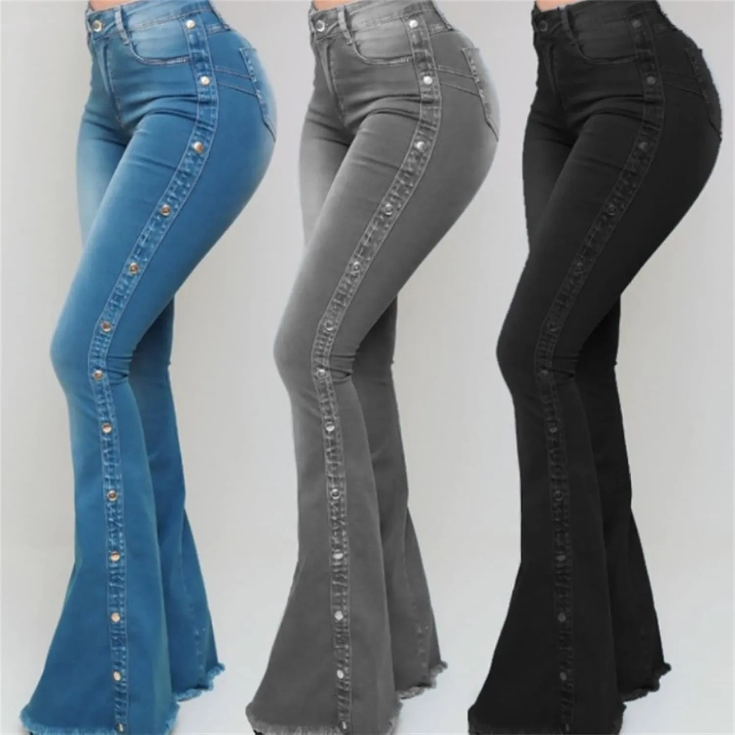 Bell Bottom Jeans for Women High Waisted Classic Flared Denim Pants Wide Leg Flared Jeans Trousers (Medium,Blue)