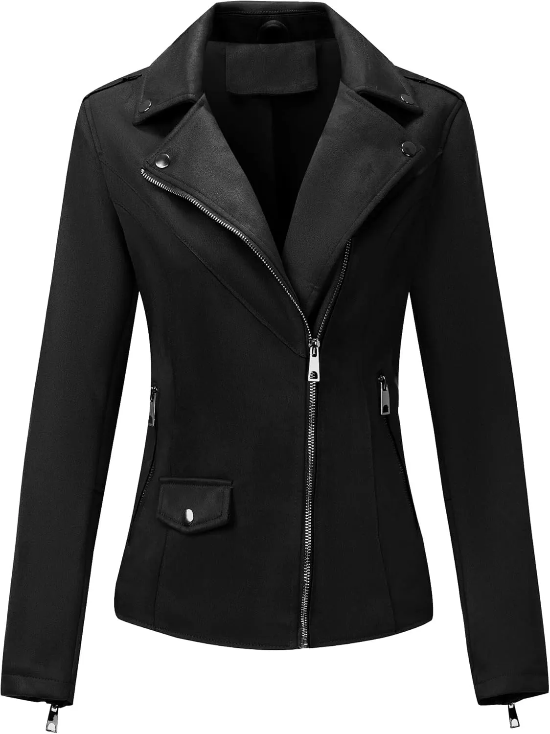 Bellivera Women Faux Leather Motorcycle Jacket Trendy Moto Biker Casual Spring Coat