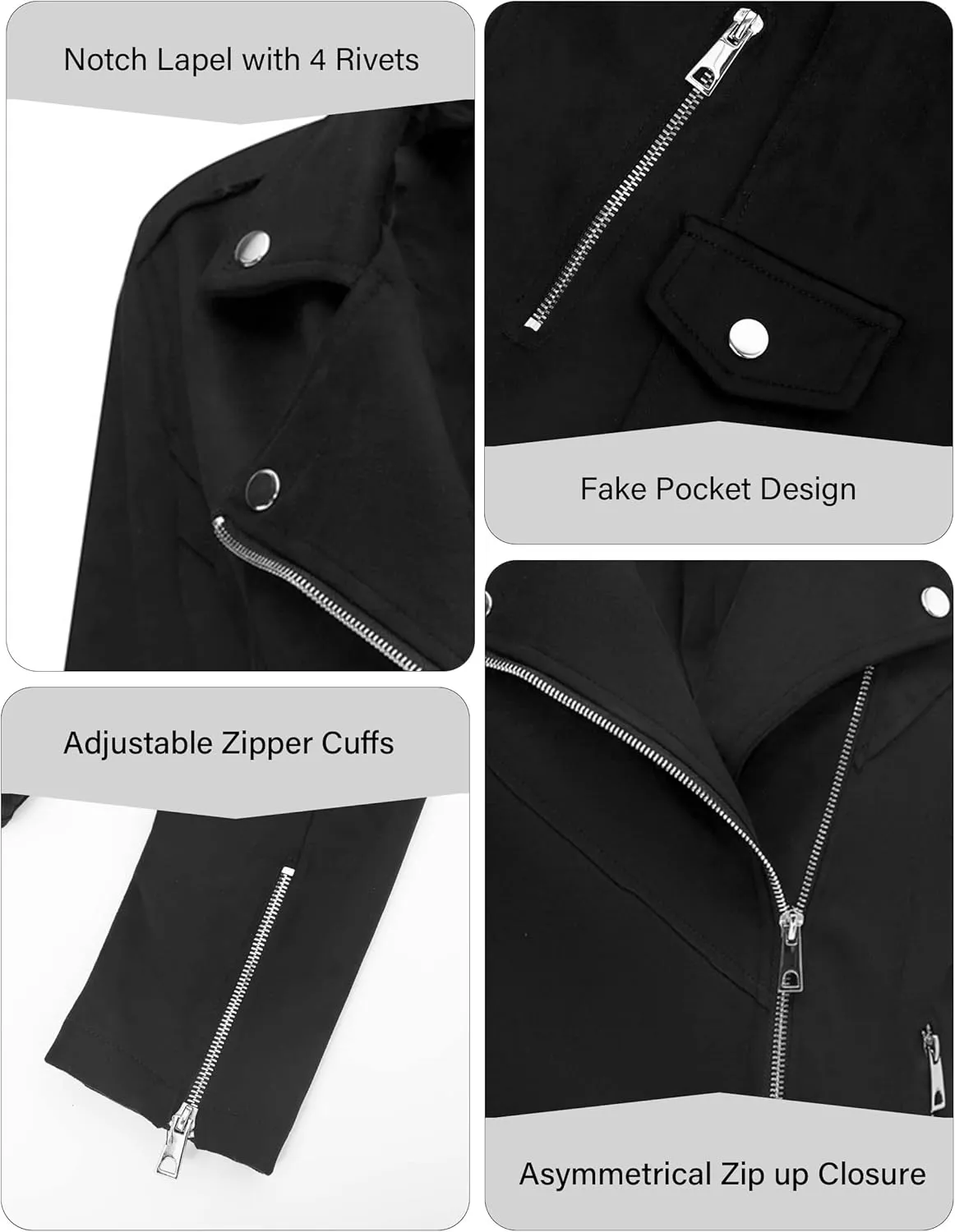 Bellivera Women Faux Leather Motorcycle Jacket Trendy Moto Biker Casual Spring Coat