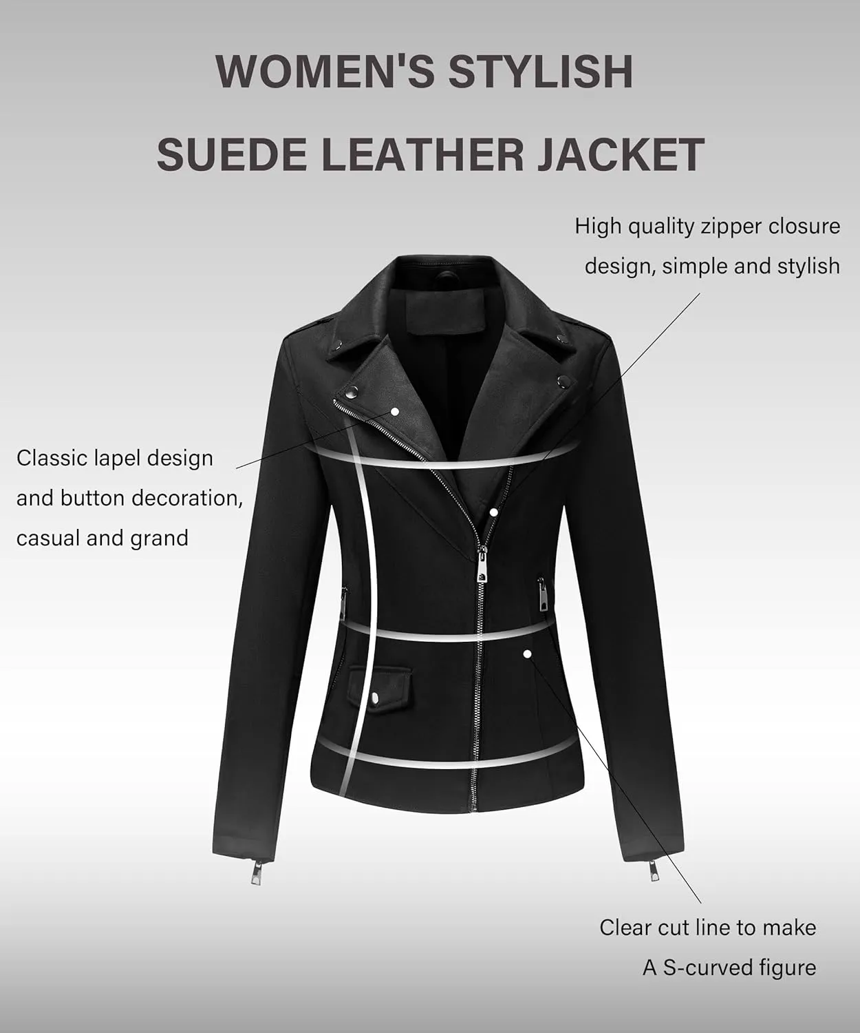 Bellivera Women Faux Leather Motorcycle Jacket Trendy Moto Biker Casual Spring Coat
