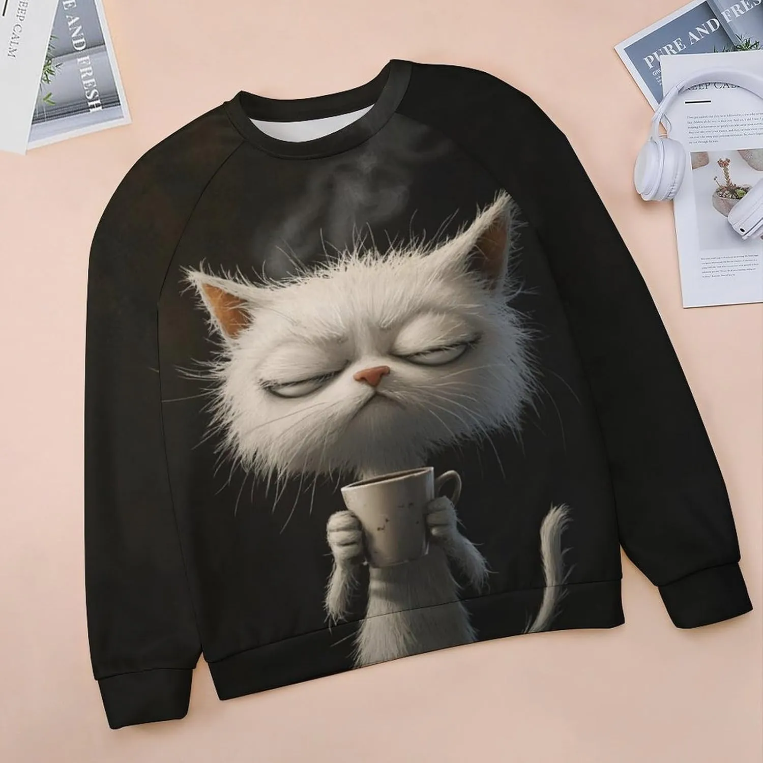 Bengbobar Tops for Women Casual Fall Plus Long Sleeve Crewneck Shirts Cute Cat Graphic Hoodies Trendy Womens Sweatshirt