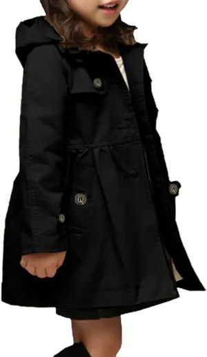 Betusline Girl's Single Breasted Trench Coat Dress Coat Outerwear, 2-14 Years