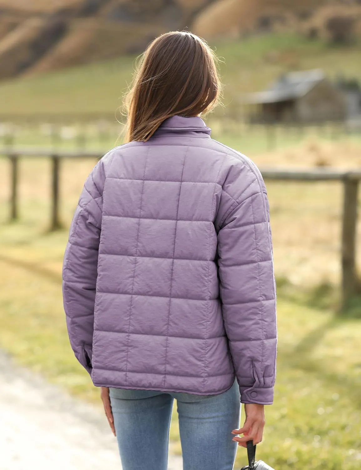 Bianstore Women's Oversized Splice Quilted Lightweight Puffer Jacket Casual Padded Coat