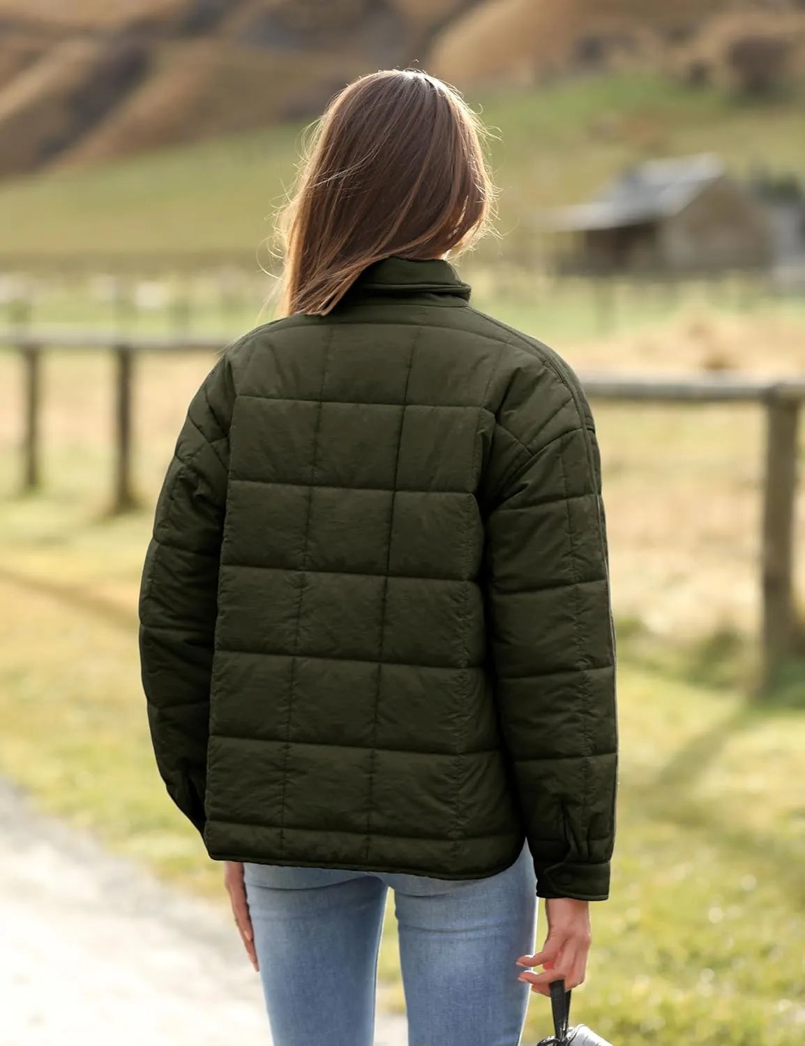 Bianstore Women's Oversized Splice Quilted Lightweight Puffer Jacket Casual Padded Coat