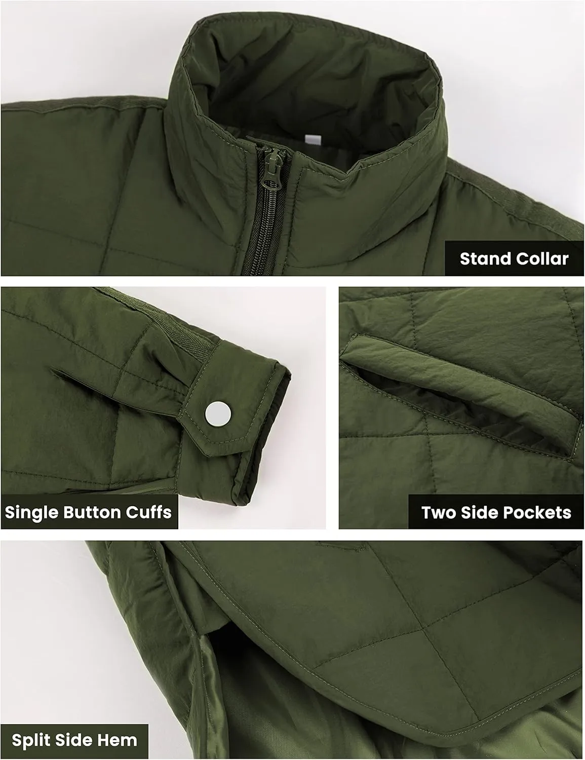 Bianstore Women's Oversized Splice Quilted Lightweight Puffer Jacket Casual Padded Coat