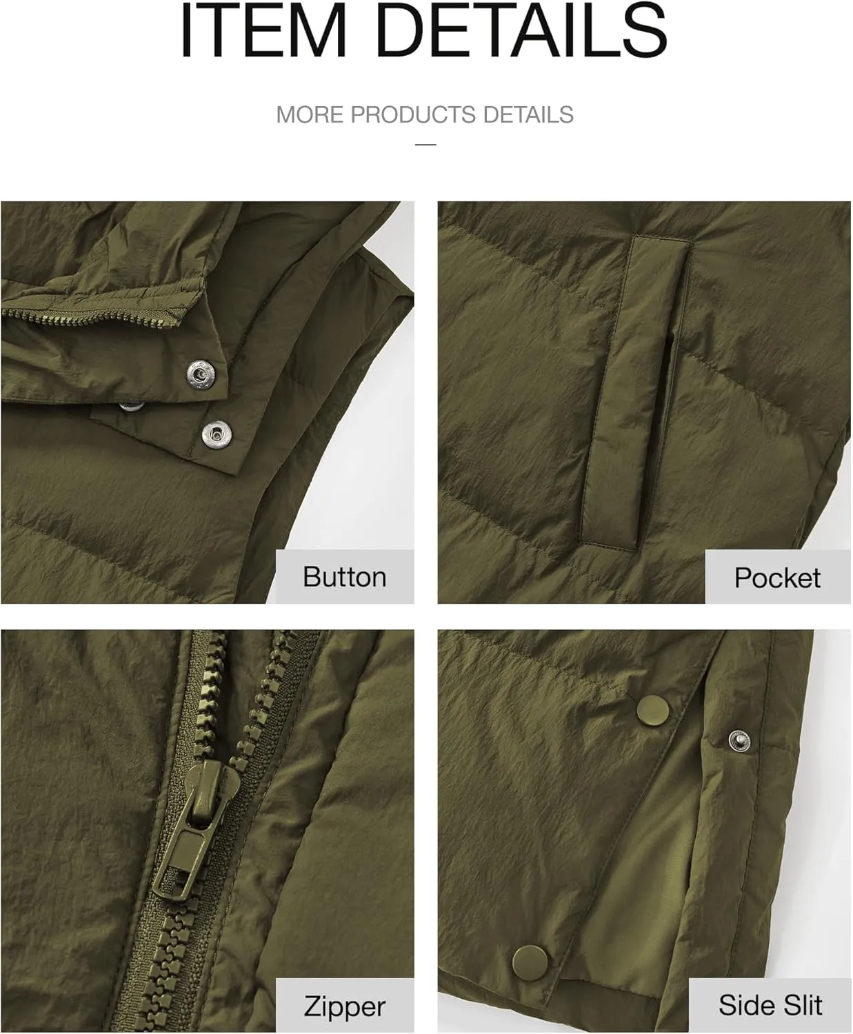 BTFBM Long Puffer Vest Women Quilted Hooded Button Down Zip Up Sleeveless Vests Outerwear Padded Jacket Fall Winter Coat