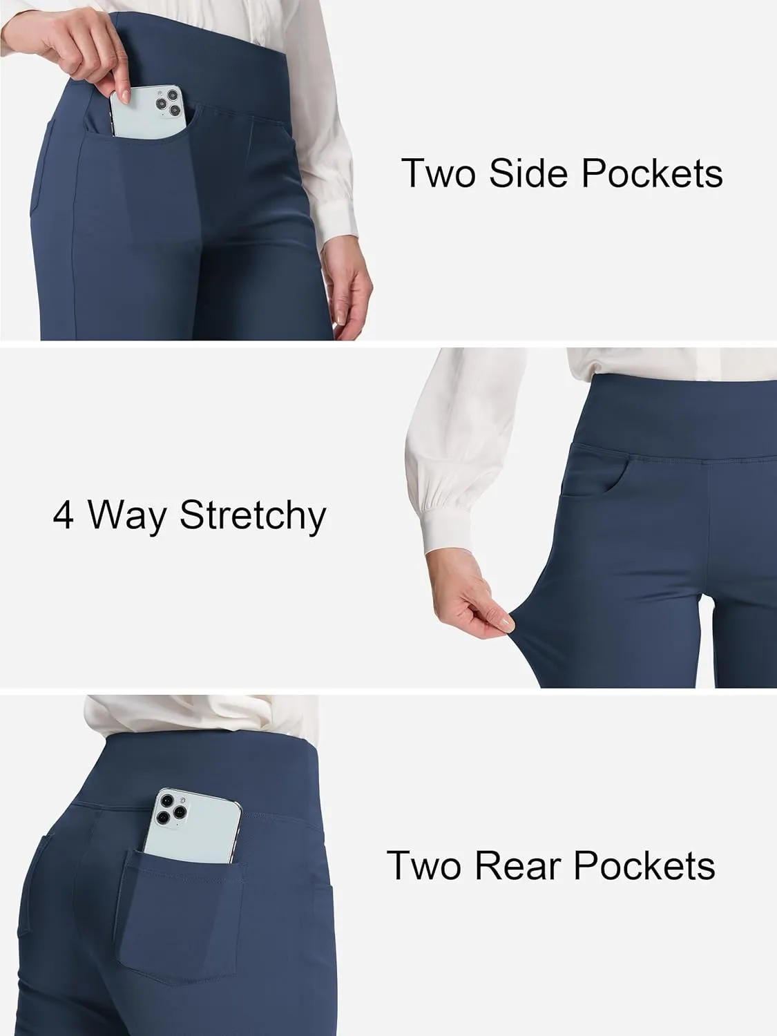 Buttery Soft Women's Bootcut Yoga Pants with 4 Pockets Tummy Control Workout Bootleg Work Pants