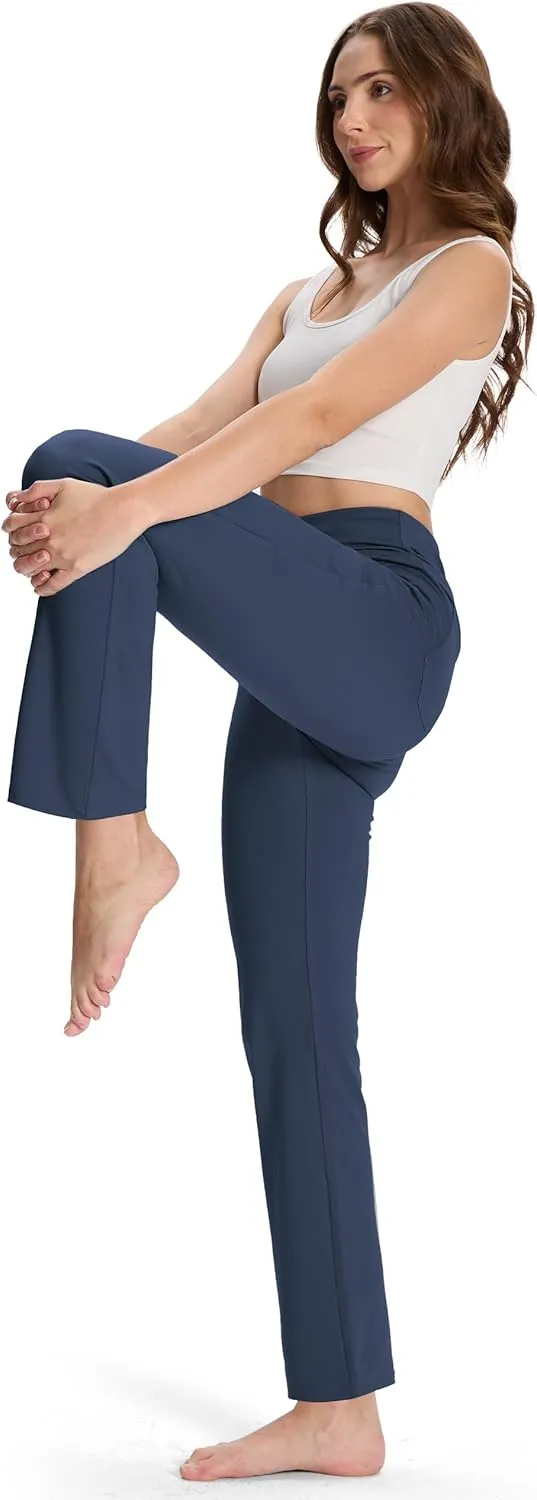 Buttery Soft Women's Bootcut Yoga Pants with 4 Pockets Tummy Control Workout Bootleg Work Pants