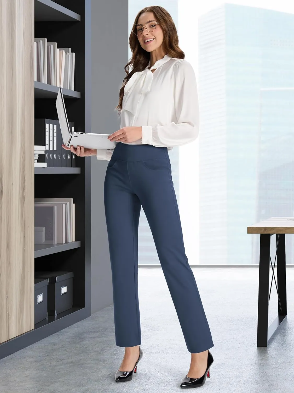 Buttery Soft Women's Bootcut Yoga Pants with 4 Pockets Tummy Control Workout Bootleg Work Pants