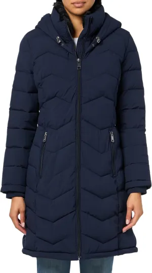 Calvin Klein Women's Long Chevron Bib-Front Lightweight Jacket