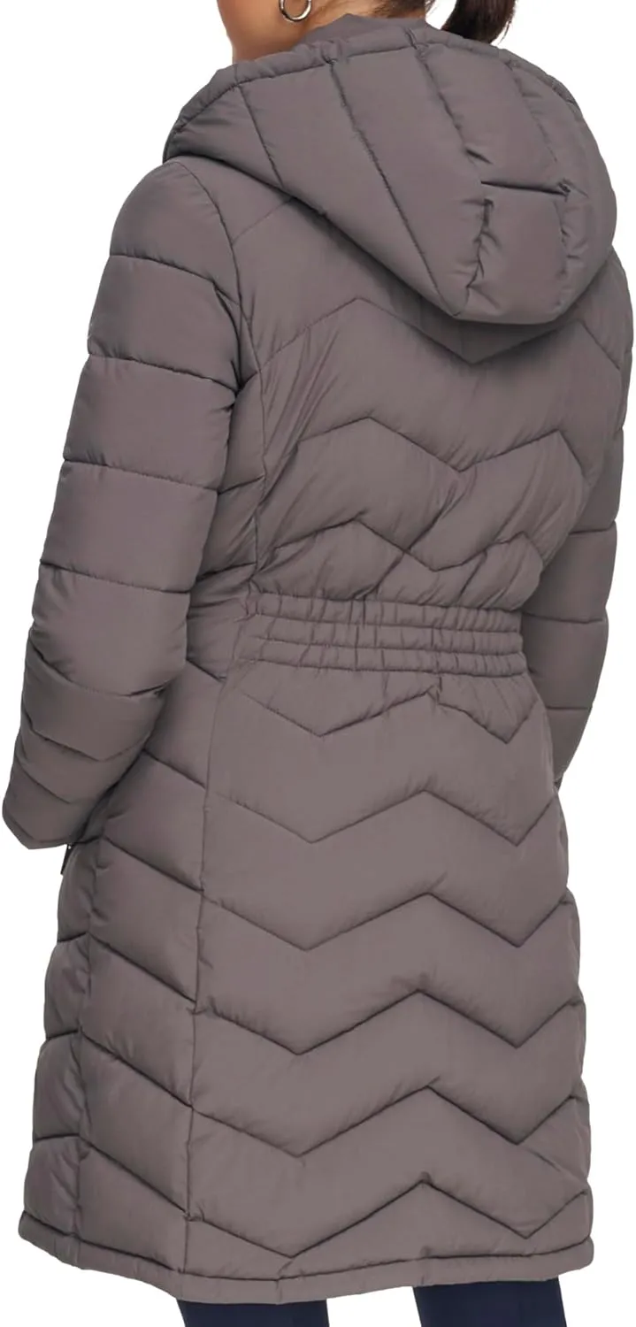 Calvin Klein Women's Long Chevron Bib-Front Lightweight Jacket