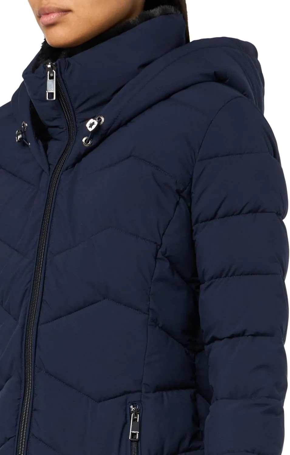 Calvin Klein Women's Long Chevron Bib-Front Lightweight Jacket