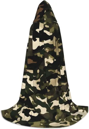 Camo Hooded Cloak Coat Winter Warm Long Cloak Cosplay Costumes Outerwear Carnivals Hoodies Capes
