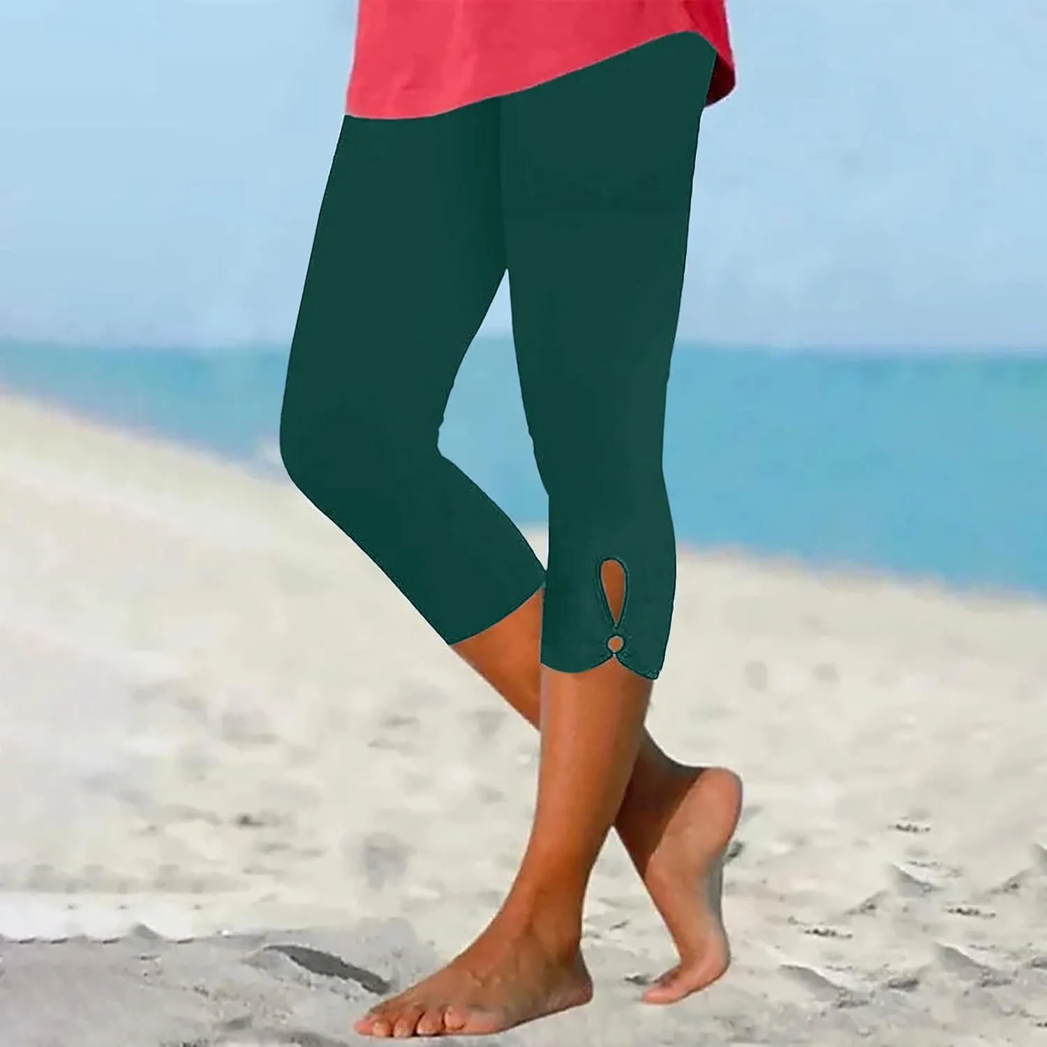 Capri Leggings for Women 2025 Stretch Capri Pants Plus Size Capris Summer Capris High Waisted Soft Yoga Pants Trendy
