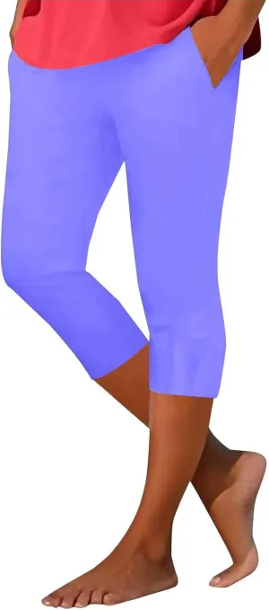Capri Leggings for Women Summer High Waist Yoga Capris Soft Stretch Workout 3/4 Tight Pants Running Crop Trousers